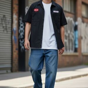 Vintage Airwalk Black Short Sleeve Button-Up Shirt